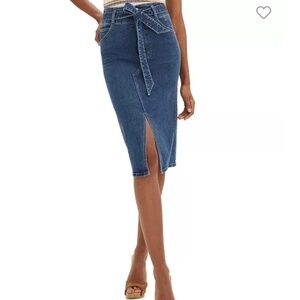 Veronica Beard Nazia Denim Pencil Skirt in Tide Down